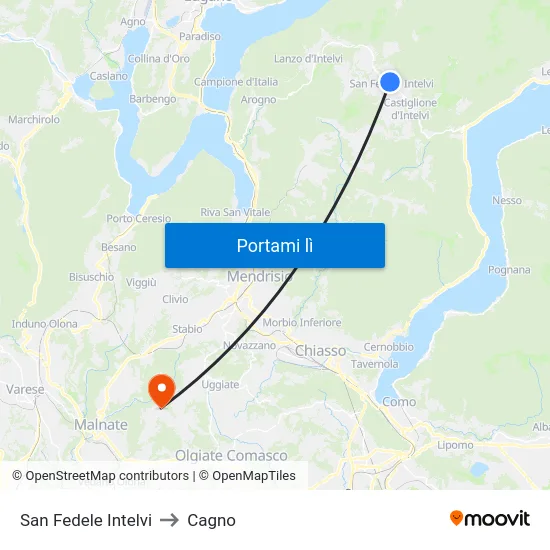 San Fedele Intelvi to Cagno map