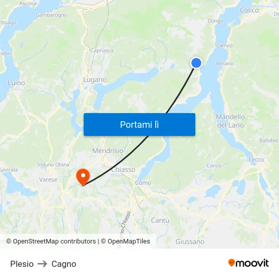 Plesio to Cagno map