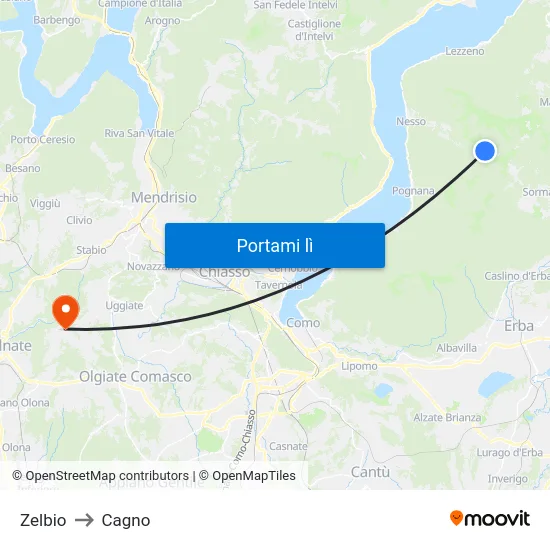 Zelbio to Cagno map