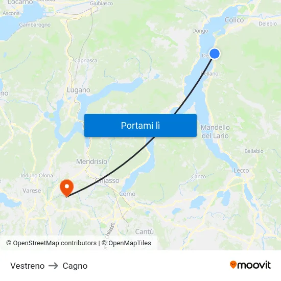 Vestreno to Cagno map