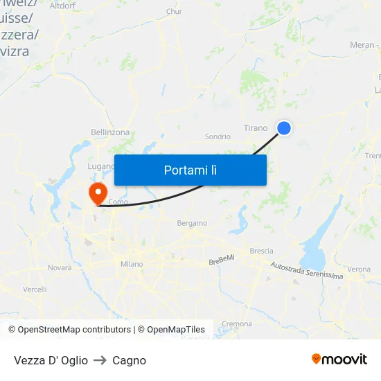 Vezza D' Oglio to Cagno map
