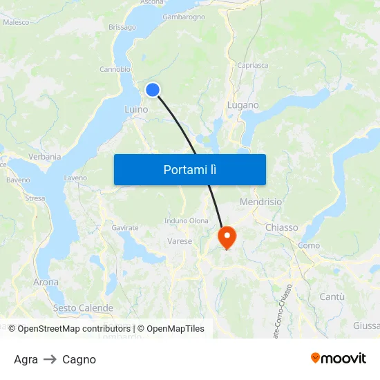 Agra to Cagno map
