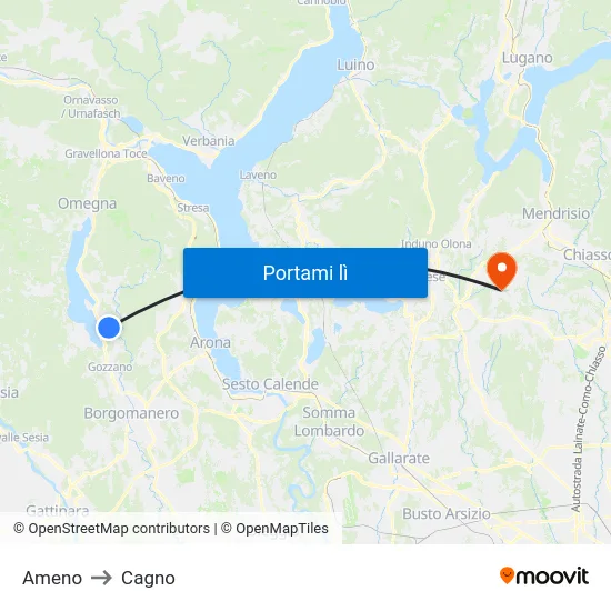 Ameno to Cagno map