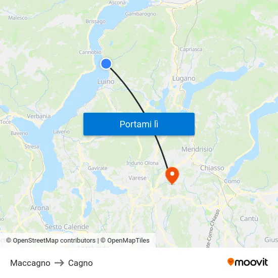 Maccagno to Cagno map