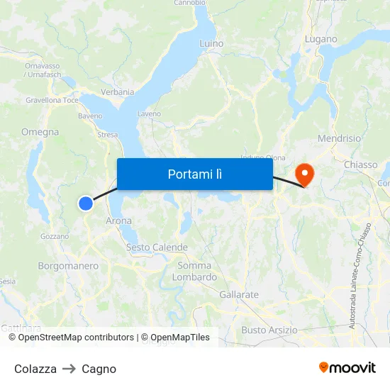 Colazza to Cagno map