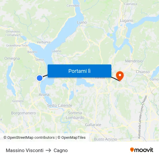 Massino Visconti to Cagno map