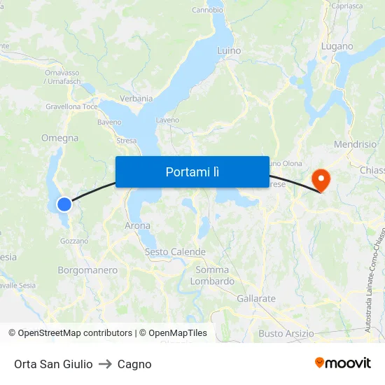 Orta San Giulio to Cagno map