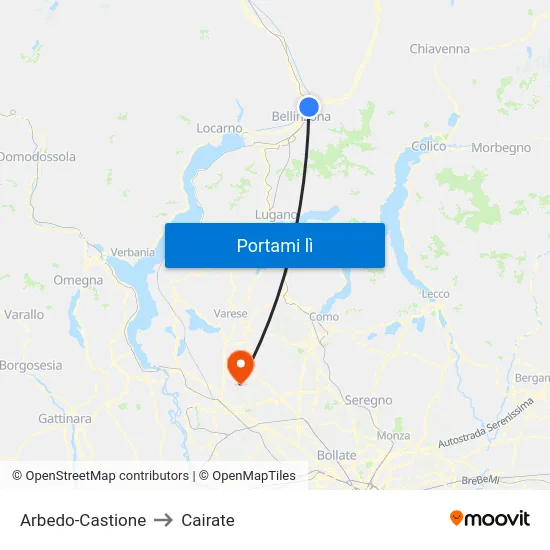 Arbedo-Castione to Cairate map