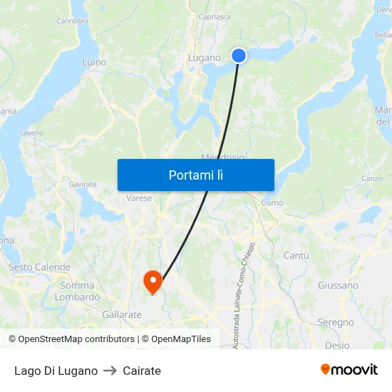 Lago Di Lugano to Cairate map