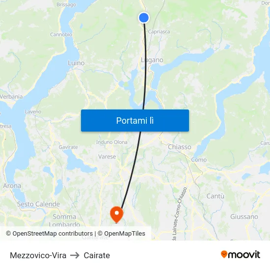 Mezzovico-Vira to Cairate map