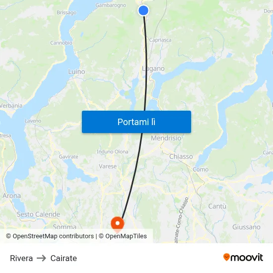 Rivera to Cairate map