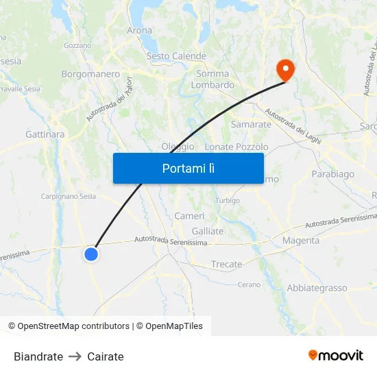 Biandrate to Cairate map