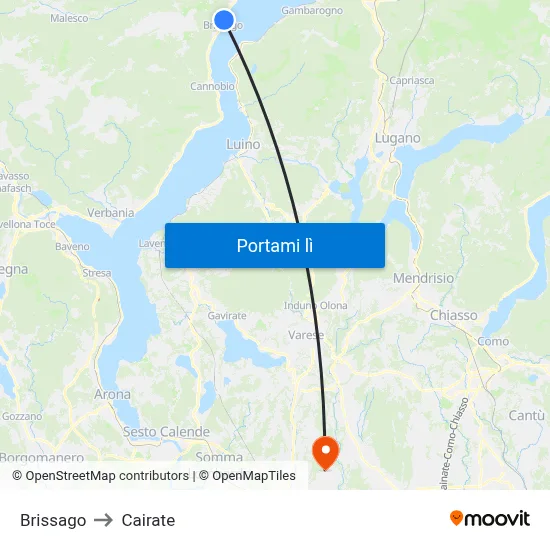 Brissago to Cairate map
