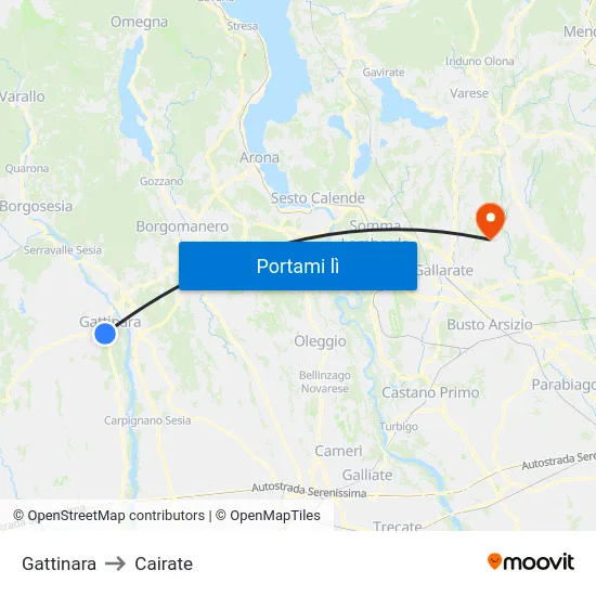 Gattinara to Cairate map