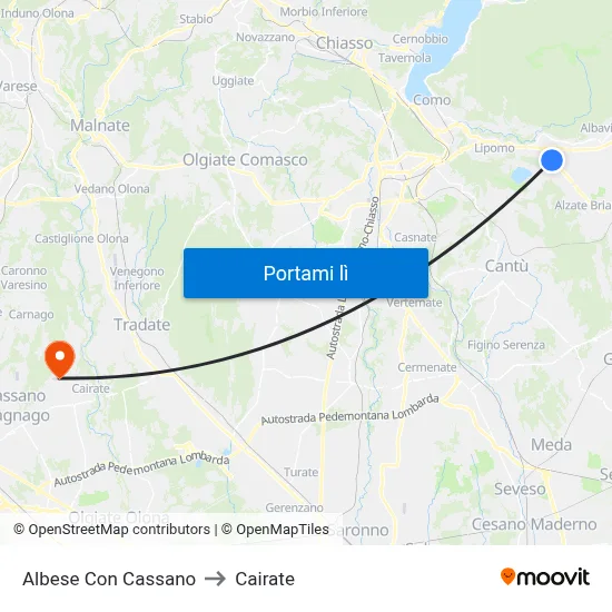 Albese Con Cassano to Cairate map