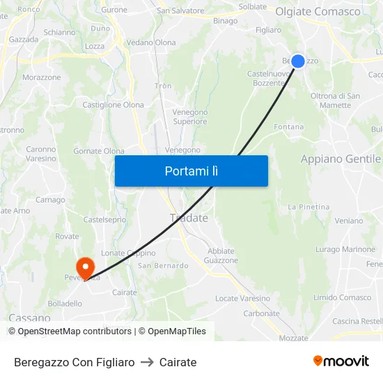 Beregazzo Con Figliaro to Cairate map