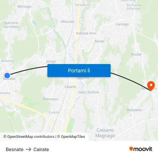 Besnate to Cairate map