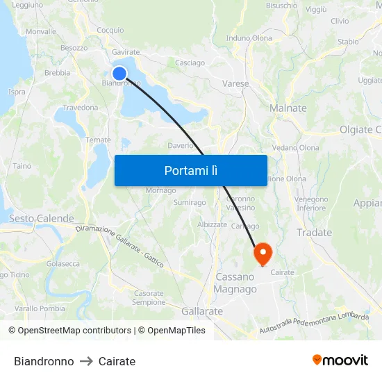 Biandronno to Cairate map