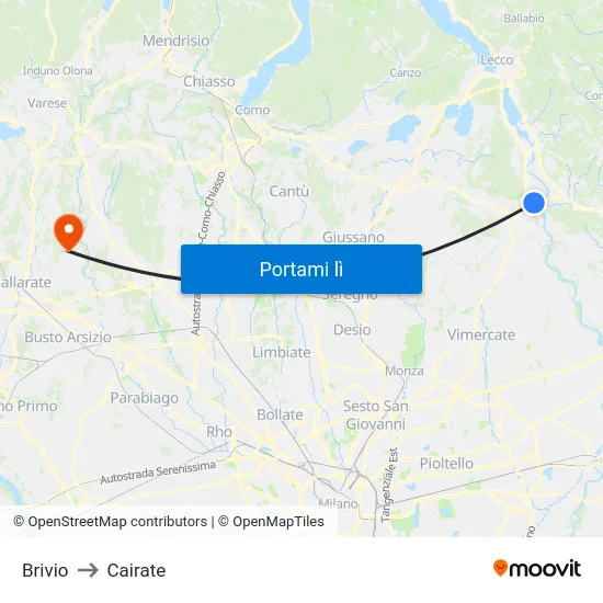 Brivio to Cairate map