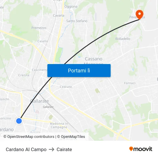 Cardano Al Campo to Cairate map