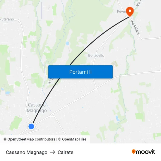 Cassano Magnago to Cairate map