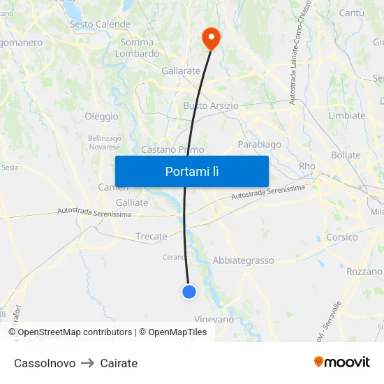 Cassolnovo to Cairate map