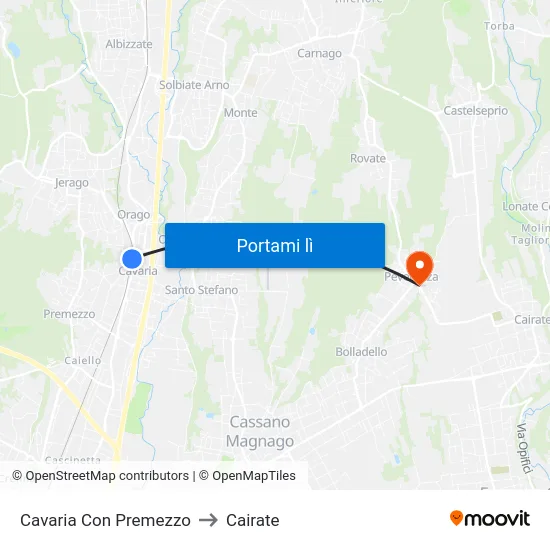 Cavaria Con Premezzo to Cairate map