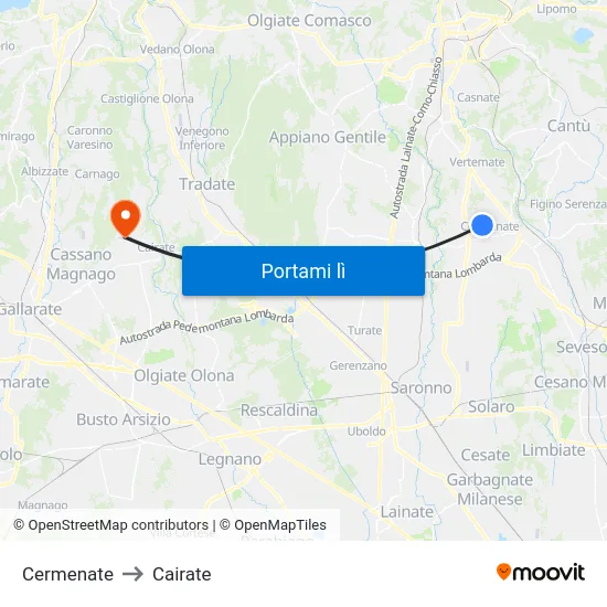 Cermenate to Cairate map