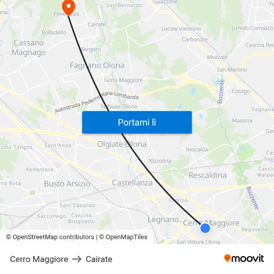 Cerro Maggiore to Cairate map