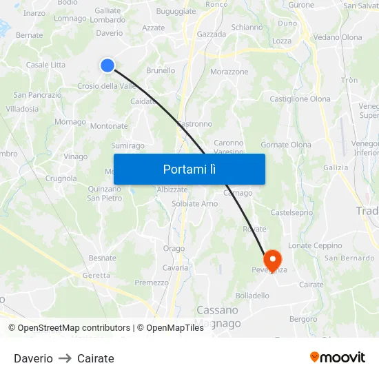 Daverio to Cairate map
