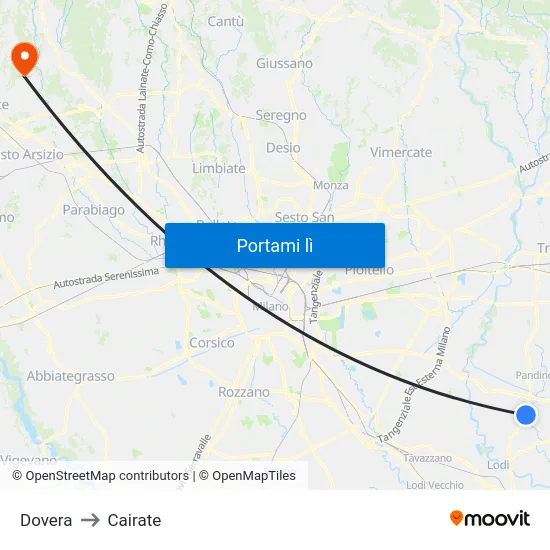Dovera to Cairate map