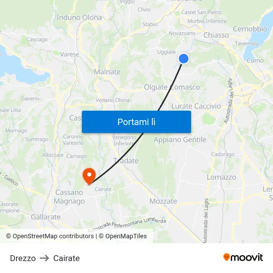 Drezzo to Cairate map