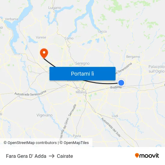 Fara Gera D' Adda to Cairate map
