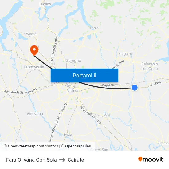 Fara Olivana Con Sola to Cairate map