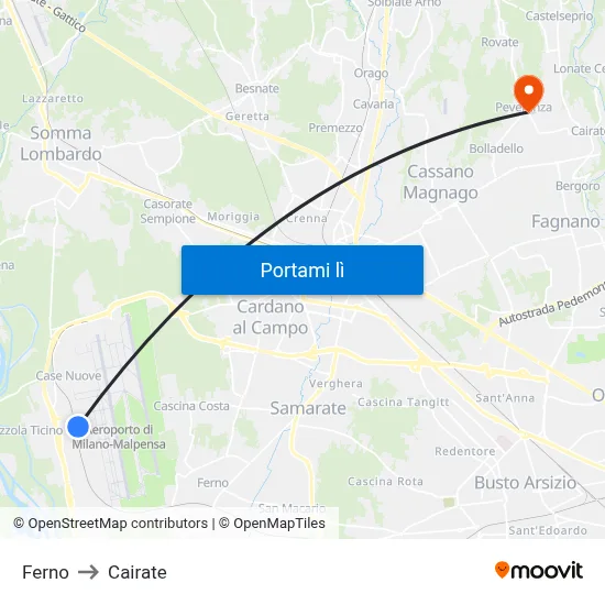 Ferno to Cairate map
