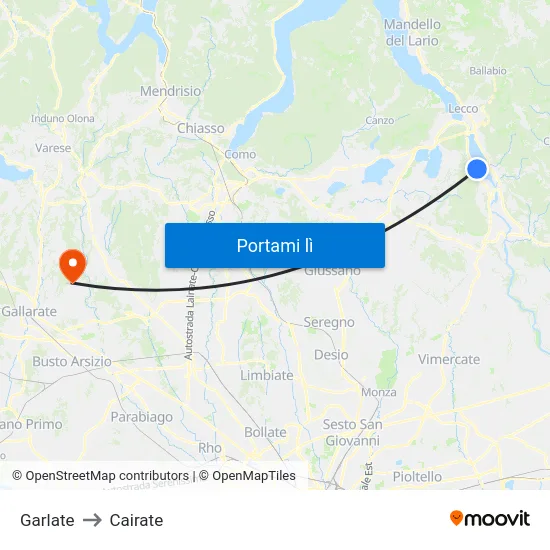 Garlate to Cairate map