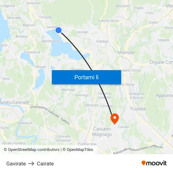 Gavirate to Cairate map