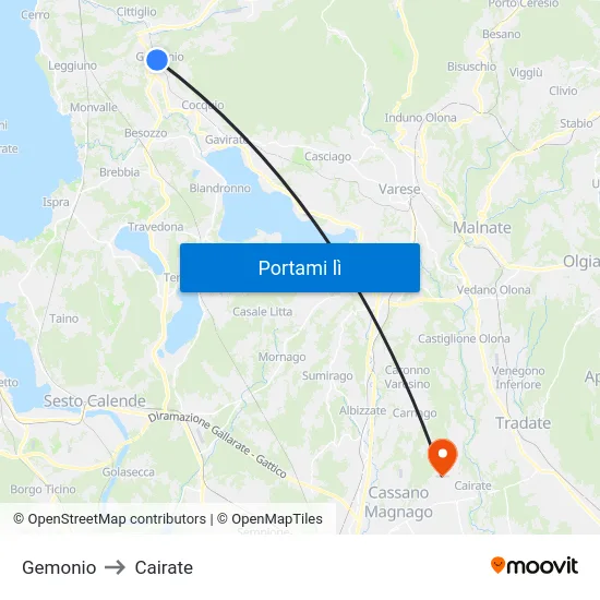 Gemonio to Cairate map