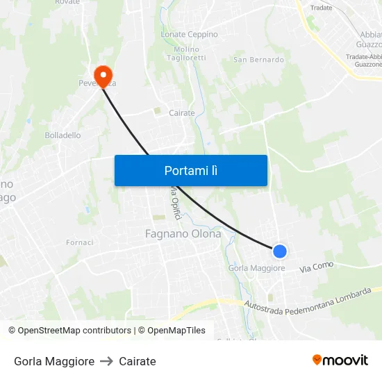 Gorla Maggiore to Cairate map