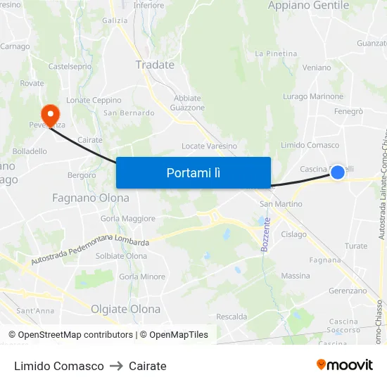 Limido Comasco to Cairate map