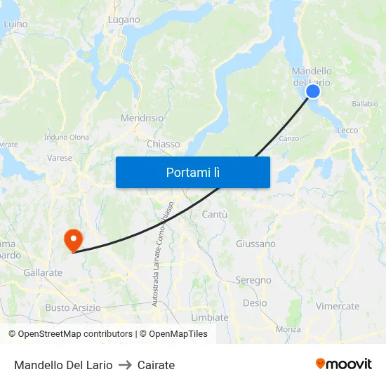 Mandello Del Lario to Cairate map