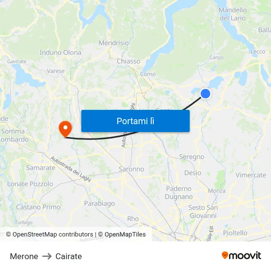 Merone to Cairate map