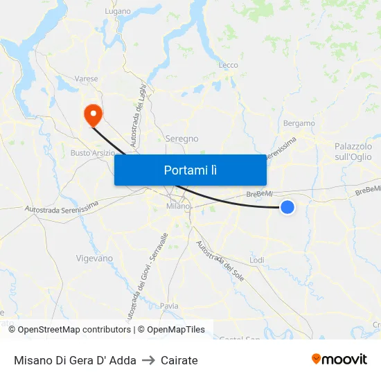 Misano Di Gera D' Adda to Cairate map