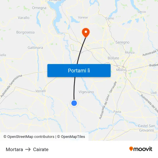 Mortara to Cairate map