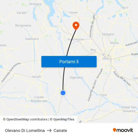 Olevano Di Lomellina to Cairate map