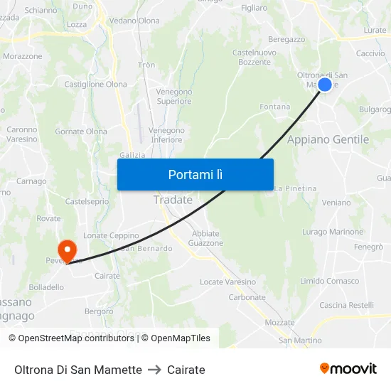Oltrona Di San Mamette to Cairate map