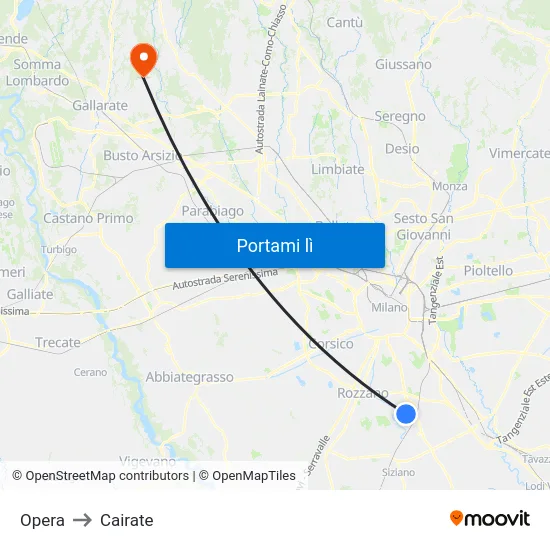 Opera to Cairate map