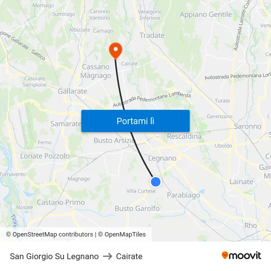 San Giorgio Su Legnano to Cairate map