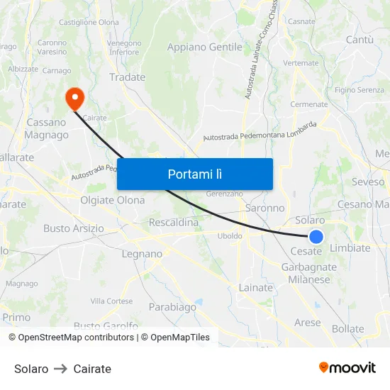 Solaro to Cairate map