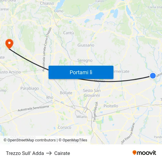 Trezzo Sull' Adda to Cairate map